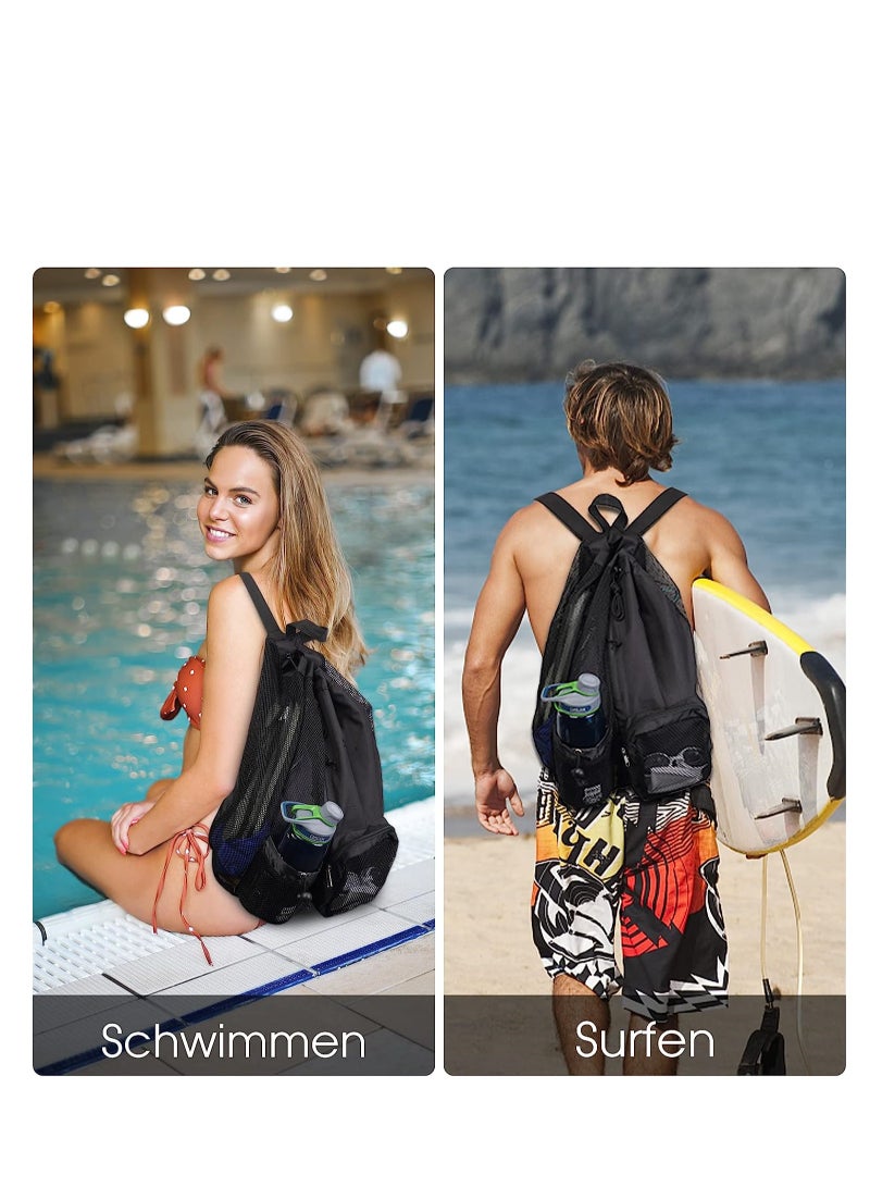 Mesh Swim Bag Drawstring Backpack with Wet Pocket Beach Backpack for Swimming for Swimming Gym and Workout Gear Pink - Image 2